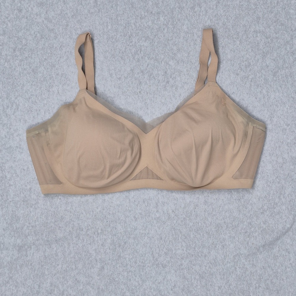Honeylove Women Bra 40C/D Beige Crossover V‎ Neck Wireless Strap Adjustable